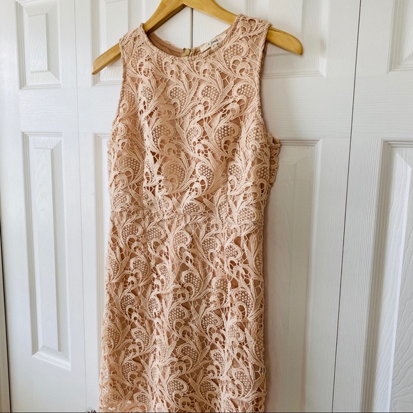 Cream Nude Lace Crochet Sleeveless Dress | L - Picture 5 of 8